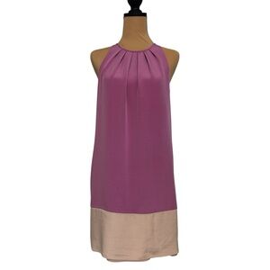 Theory Fuchsia and Cream Silk Halter Sheath Mini‎ Dress Size 4